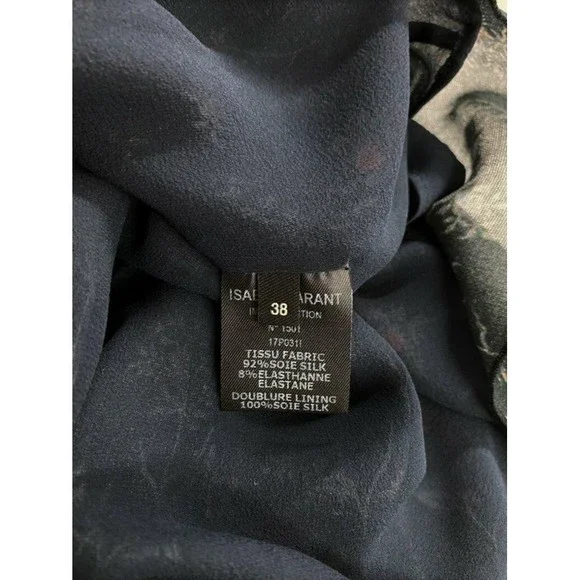Isabel Marant Dress Taos Black Floral Print Stretch Silk Size 38 Open Back NEW - Picture 7 of 7